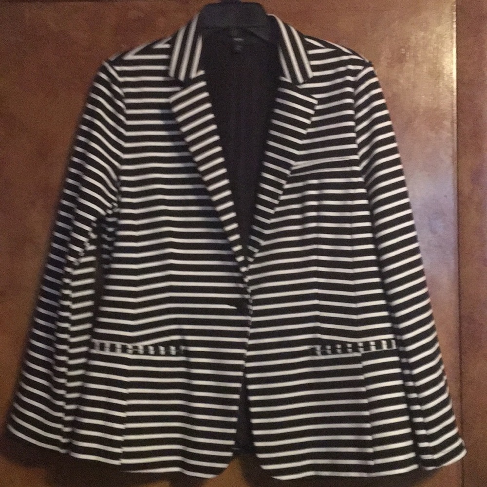 Black and white striped Blazer/suit coat.